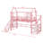 Metal House Loft Bed With Slide,Stairs And Storage Shelves-774587991