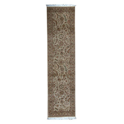 Tapis de couloir unique en laine noué à la main de qualité supérieure de 2 pi 6 po x 10 pi brun / beige