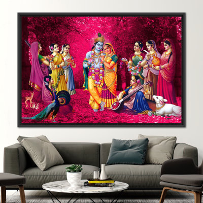 Radha Krishna Artwork, Hindu Wall Art, Indian Canvas Poster, Radha Krishna Wall Decor, Famous Canvas Poster, Reproduction Canvas Decor,