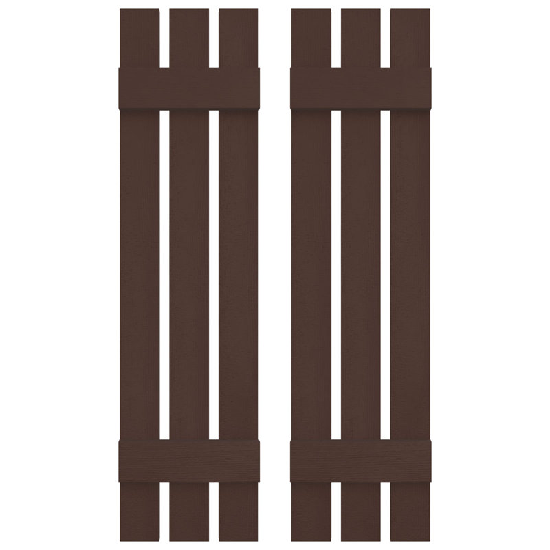 Builders Edge, paire de volets personnalisés à trois planches espacées, planche-n-lattes, Brun fédéral, 46 po