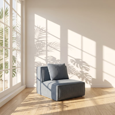 Canapé de sol modulaire sans accoudoirs Belfin en mousse chenille, 80 cm L x 80 cm P x 40 cm H
