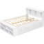 Lit double blanc avec tête de lit bibliothèque intégrée, tête de lit et rangement sous le lit et sous les tiroirs-69525867