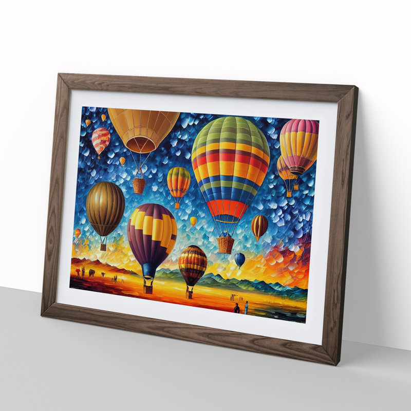 Colourful Hot Air Balloons Vol.4 - Print, Walnut Framed, 25cm H x 34cm W x 2cm D