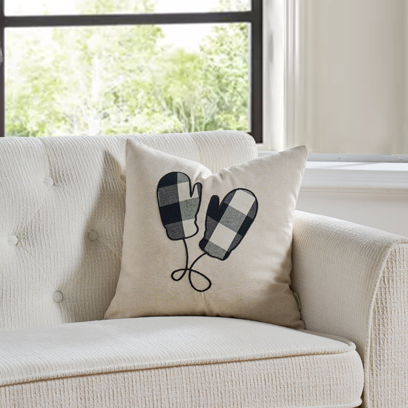 Housse de coussin Cottage Life, Alternative au duvet, Noir/crème