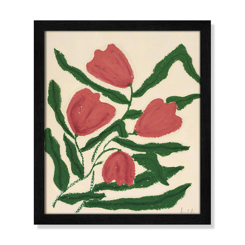 « Tulipes rouges » Estampe de Camilla Bergqvist, Impression encadrée noire sans passe-partout, H 15 po x l 13 po x P 0,75 po