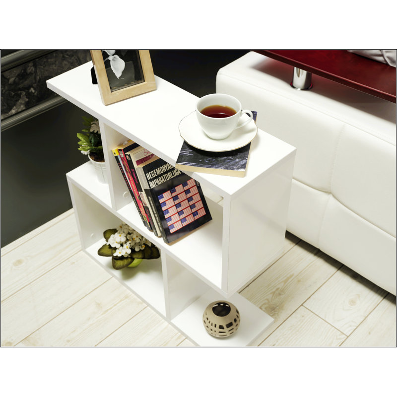 Rectangle 4 Shelves End Table, White