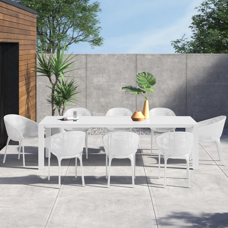 Farrah 9-Piece Extendable Patio Dining Set, White