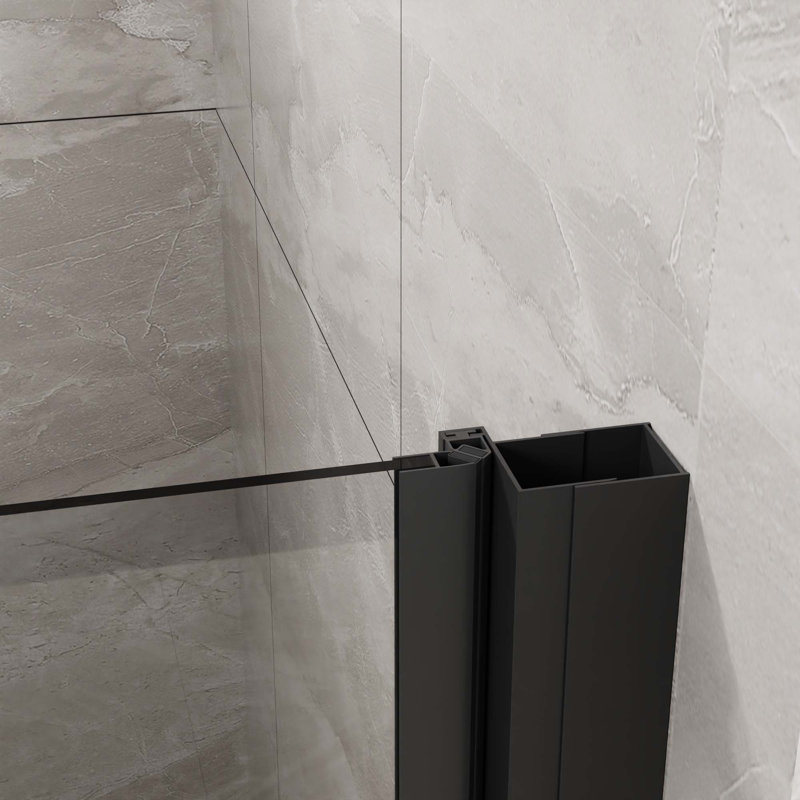 Porte de douche pivotante, porte de douche en verre trempé épais de 1/4 po au fini chromé, conception sans cadre