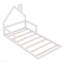Lit simple en bois avec tête de lit en forme de maison, blanc