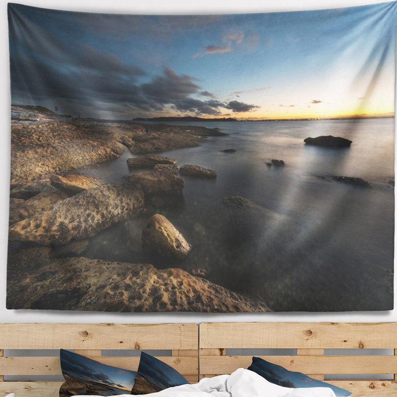 Tapisserie en littoral foncé sydney seascape, H 32 po x l 39 po