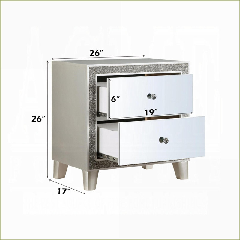 Table de chevet 2 tiroirs Glam Champagne