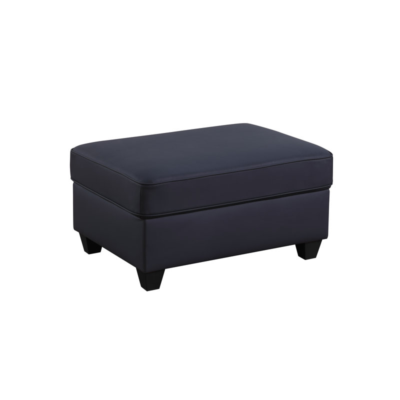 Tyshonda Artificial Leather With Individual Cupholder Console And 1 Ottoman, Black Faux Leather