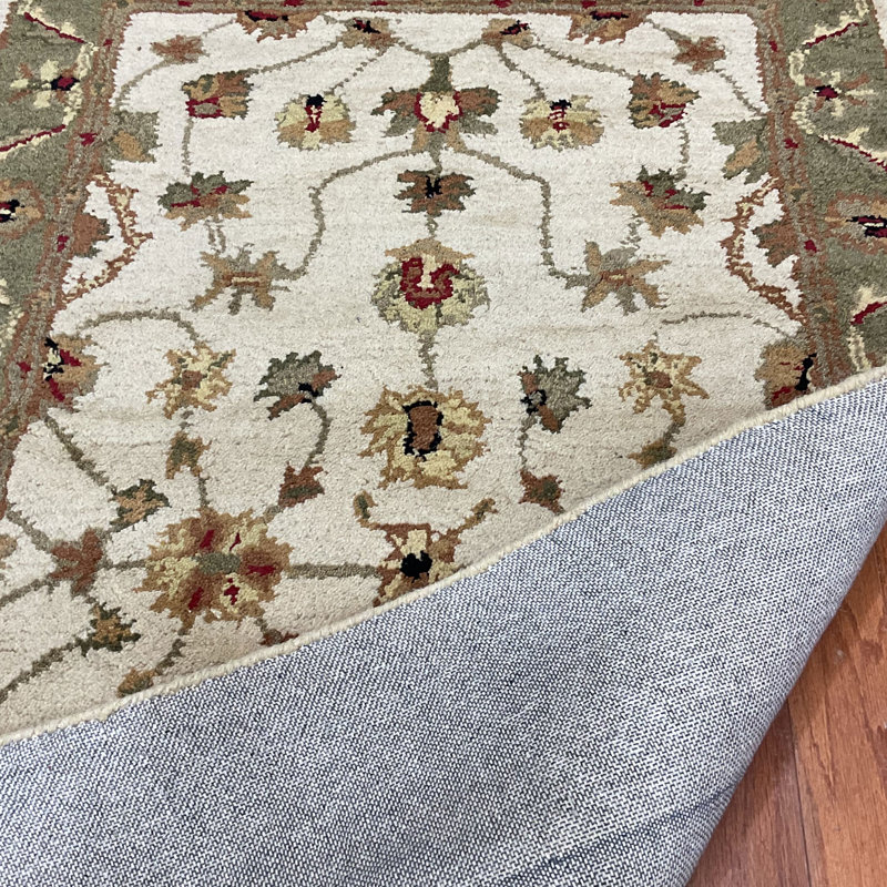 Tapis oriental ivoire / sable en laine touffeté à la main Oriental, Rectangle 3 pi 3 po x 5 pi 3 po