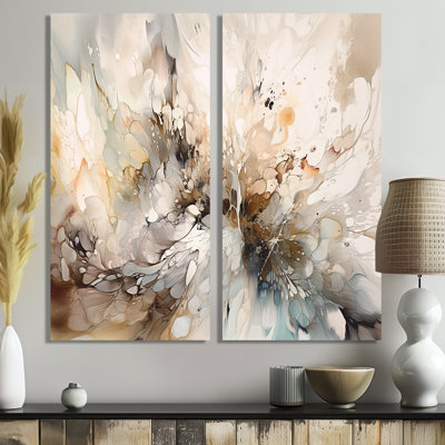 Blanc et gris, profondeurs géométriques I - art mural moderne doré
