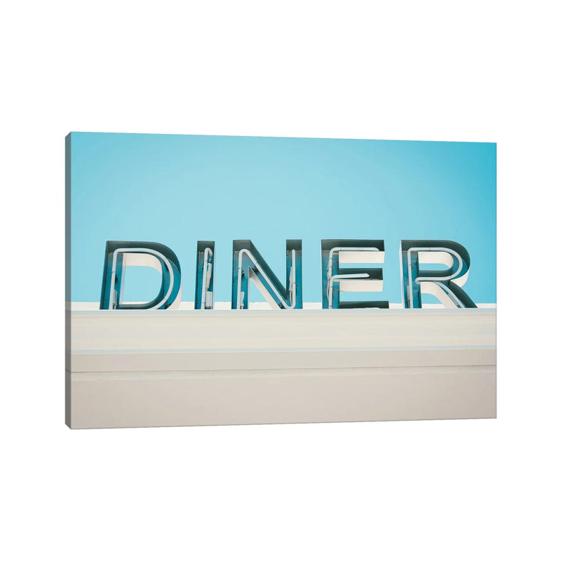 Retro Diner Sign Photo by Mambo Art Studio - Wrapped Canvas Gallery-Wrapped Canvas Giclée, 20.32 cm H x 30.48 cm W