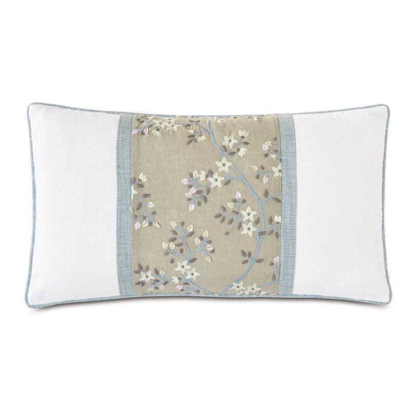 Housse et insert de coussin décoratif en lin Amberlynn, Blanc / brun / beige, H 15 po x l 26 po