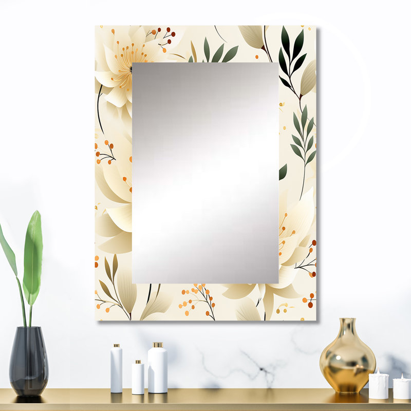Chiaro, œillets, mandalas, fleurs, motif bohème - miroir mural décoratif floral, grand miroir floral, impression d'art en métal