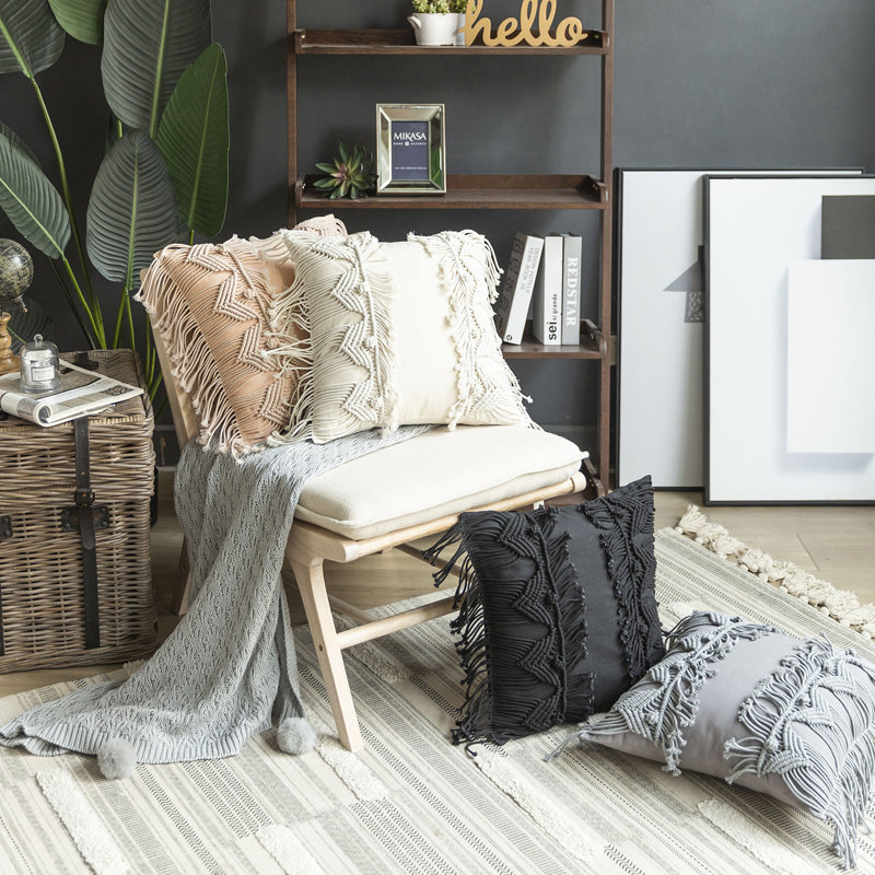 Coussin décoratif en coton, Gris