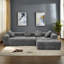 Canapé modulaire en forme de L compressé, canapé moelleux en velours côtelé avec assise profonde, aucun assemblage requis