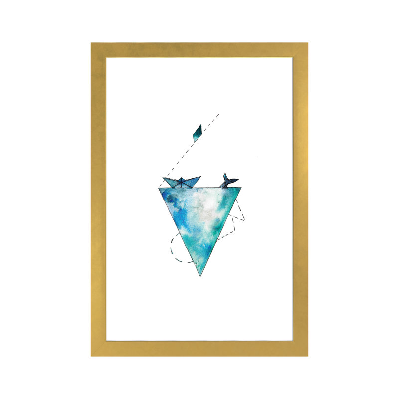 Art pour bateau, H 24 po x l 16 po x P 1 po, Papier encadré doré
