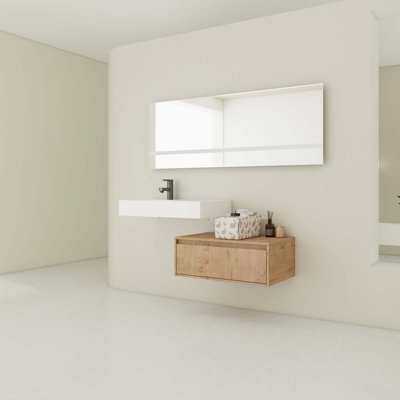 Meuble-lavabo mural de 30 po avec lavabo en résine, tiroir à fermeture en douceur et fixation à flotteur