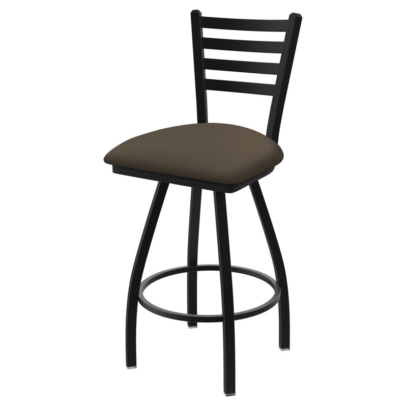 Tabouret de bar pivotant de 36" Evers, Noir froissé, Vinyle - naturel Canter, Extra Tall (36” Seat Height)