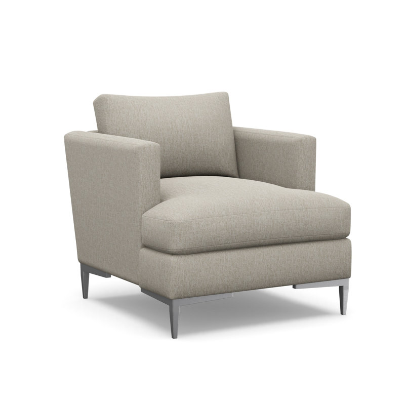 Fauteuil d'appoint Aiden, Synergy avoine (tissu performance) 1142-01, Acier inoxydable poli