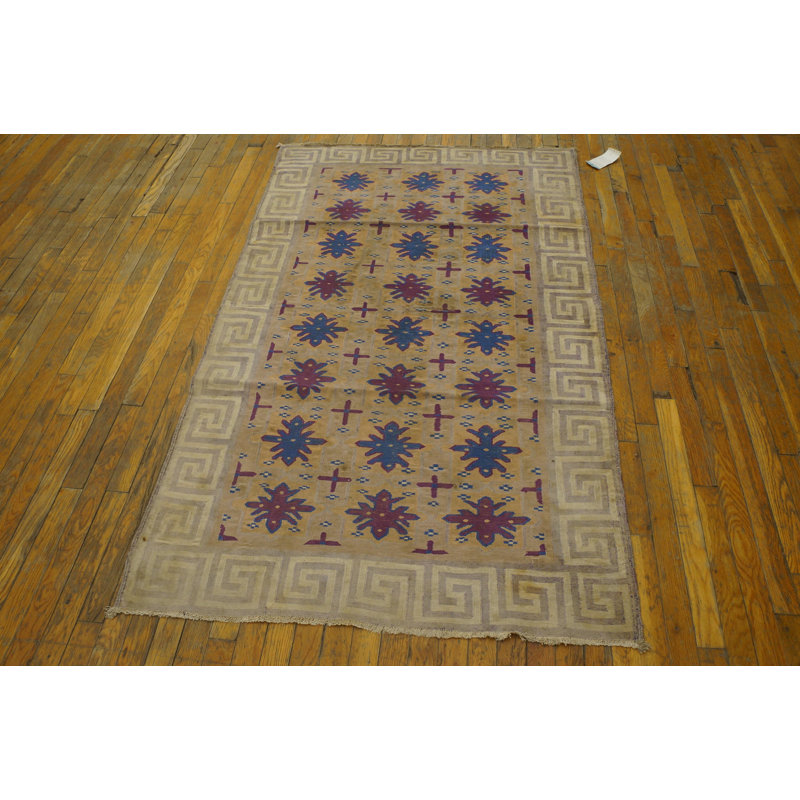Tapis brun antique en coton Dhurrie