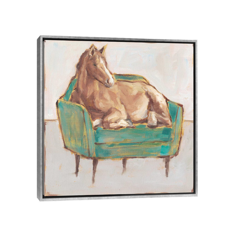 Créature confort II par Ethan Harper - reproduction d'art, Pas de tapis, Toile avec cadre argenté