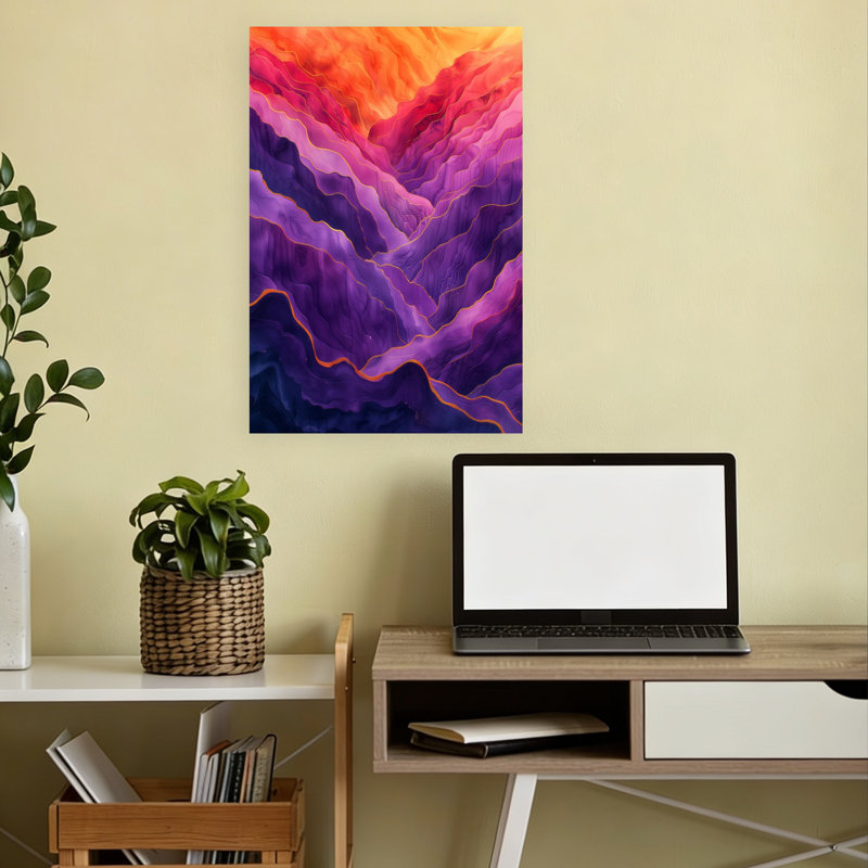 Vagues abstraites colorées, paysage abstrait coloré, art mural nature, H 18 po x l 12 po