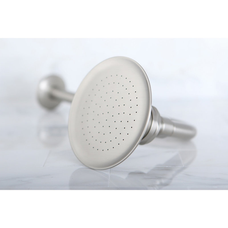 Kingston Brass Victorian 4-13/16-Inch Round Raindrop Brass Shower Head with 12-Inch Shower Arm Combo, Brushed Nickel