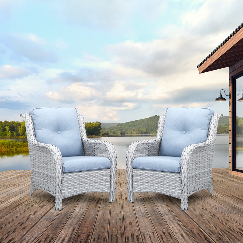 Chaise de patio avec coussins Bonia, Bleu