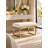 Modern Ivory Bouclé Upholstered Accent Stool with Sculptural Gold Steel Frame – Contemporary Vanity Stool, Bedroom Ottoman, Footrest & Living Room Accent Seat