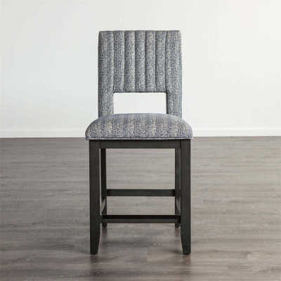 Chaise à hauteur de comptoir 2 pièces de style transitionnel avec siège et dossier rembourrés, finition grise pour les salles à manger modernes