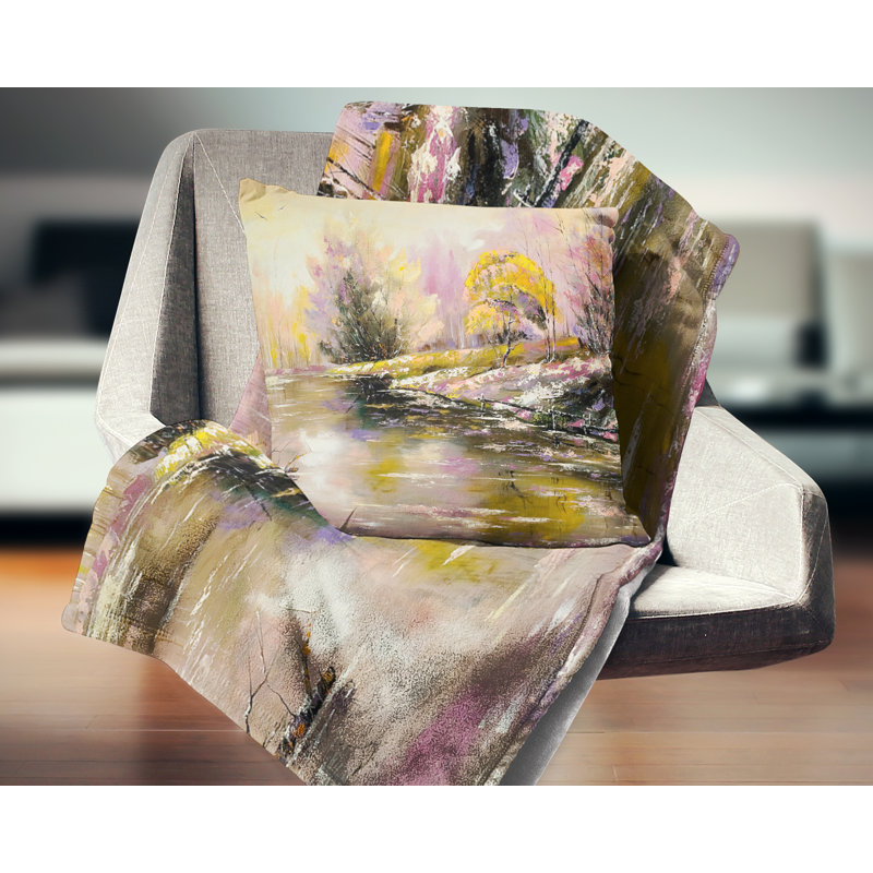 Coussin paysage «Rivers» de Farwell à Autumn, 18 po x 18 po, Coussin décoratif