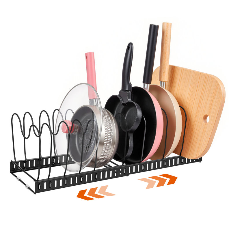 Support à casseroles extensible ROFAY, 10 compartiments, rangement pour garde-manger, noir