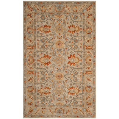 Armintha Oriental Hand-Tufted Wool Beige/Gray/Orange Area Rug