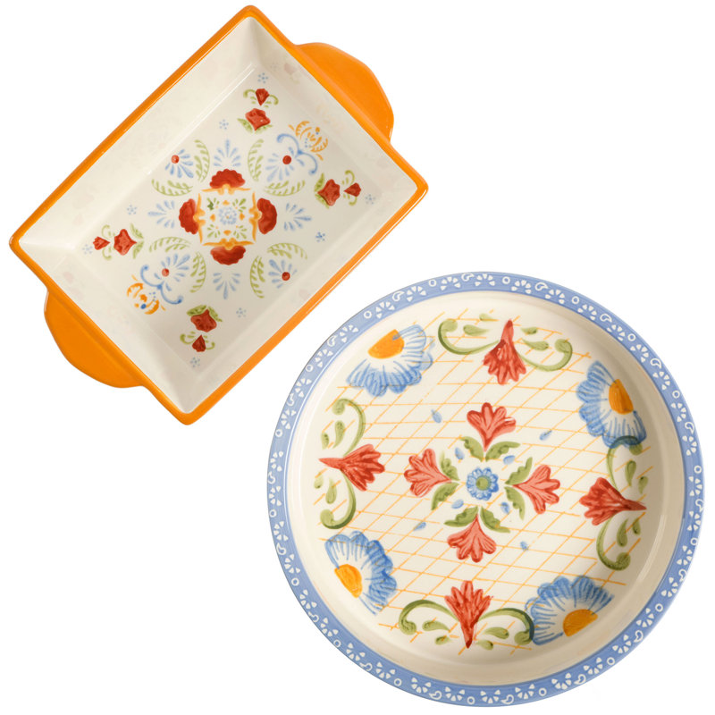 Laurie Gates 2pc 1.8Qt Pie Dish and 1.6 Qt Bakeware Set