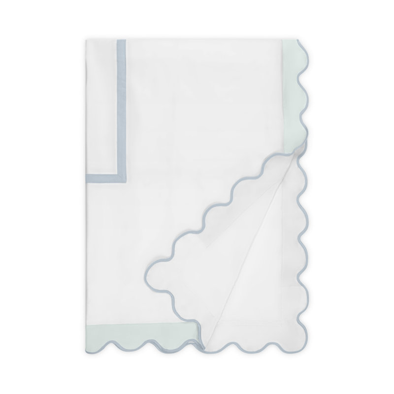 Portofino Standard Cotton Duvet Cover, California King Duvet Cover, White/Eucalipto/Sion Blue