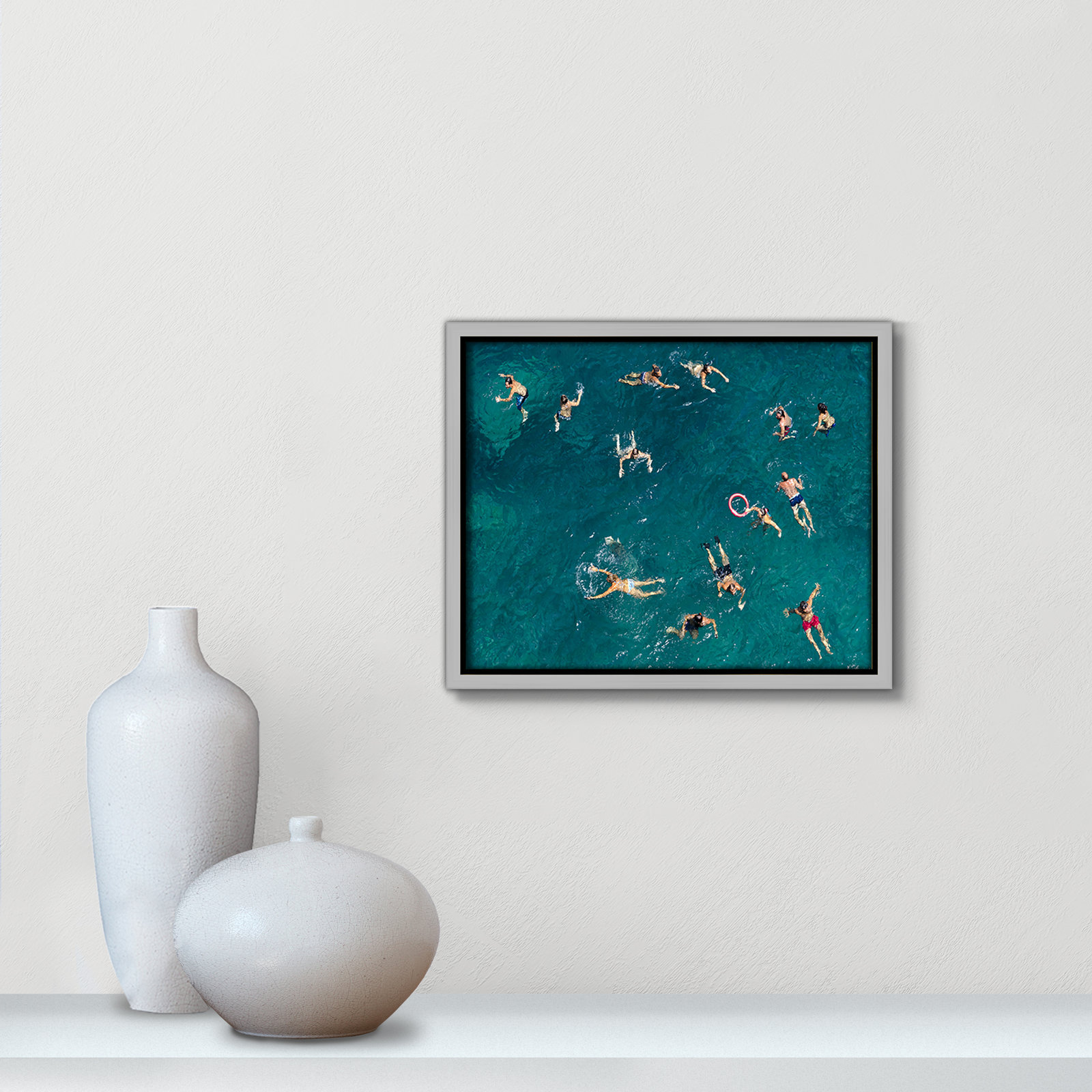Norvell "Tonti" Print by Tonti, Silver Framed Canvas, 9.5" H x 11.5" W x 2" D