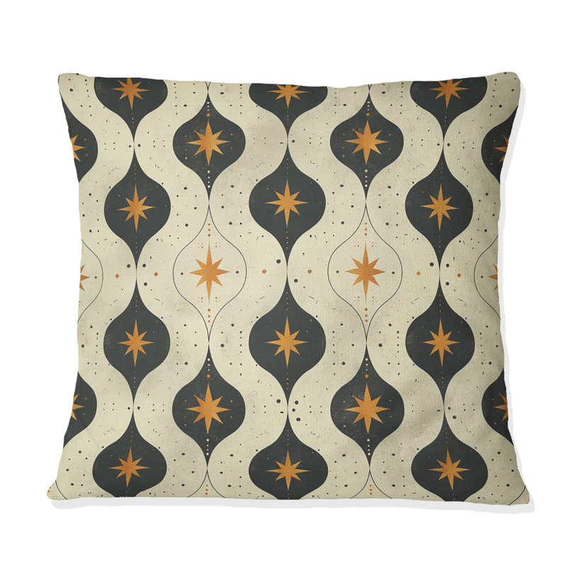 Coussin décoratif jaune quadrilobe Elegance I - Mid-Century, H 16 po x l 16 po