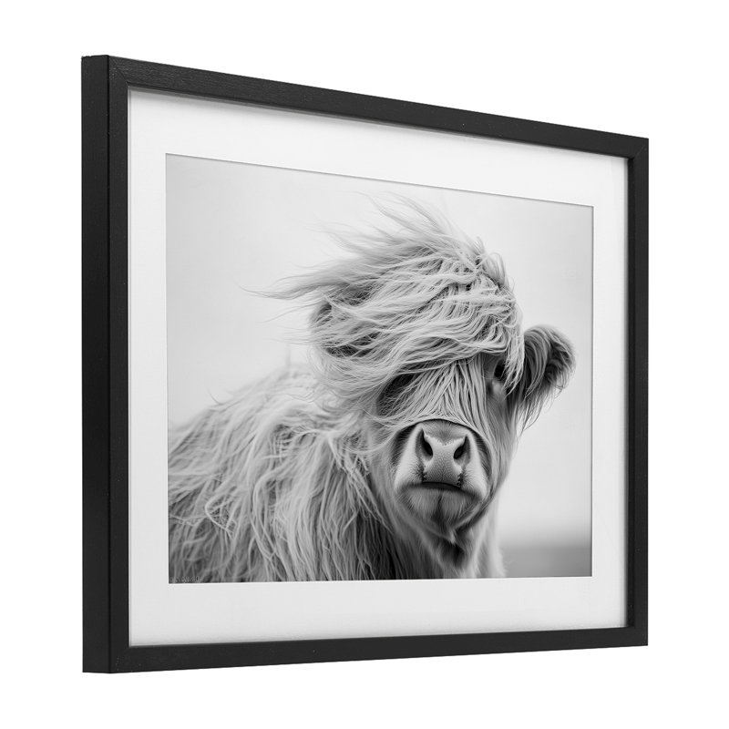 «Easy Breezy Highland», reproduction sous verre encadrée, conception de Tina LeCour, H 14 po x l 20 po, Cadre noir minuit
