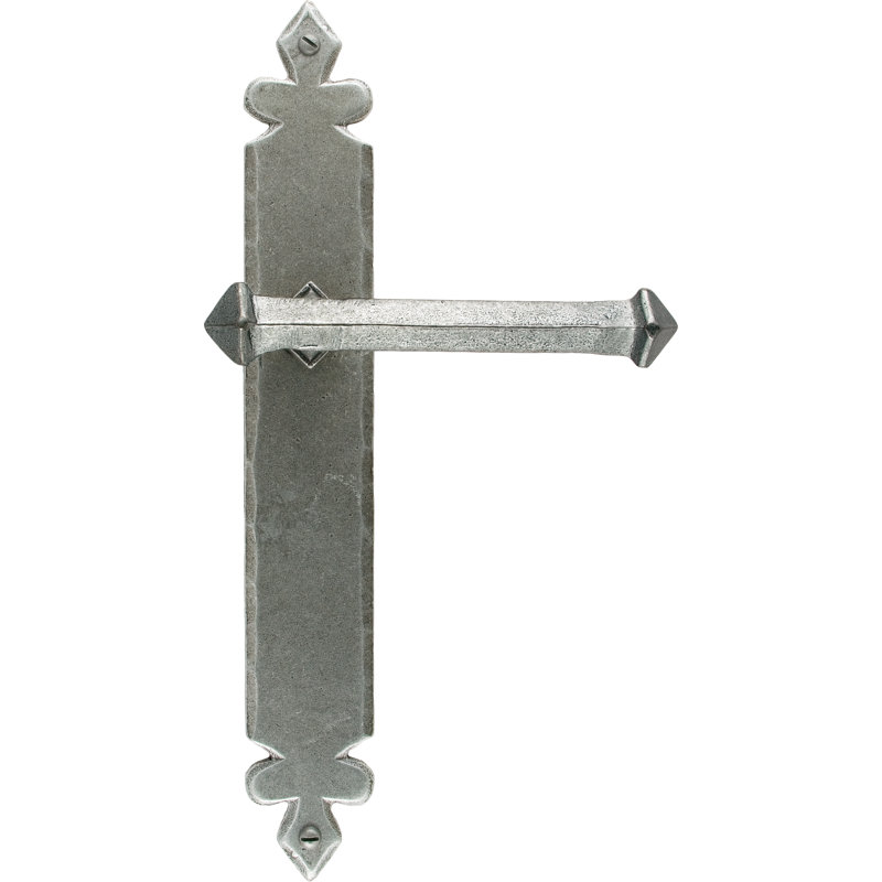 Tudor Lever Latch Set, Pewter Patina