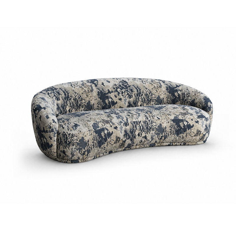 Canapé incurvé en tissu 90,5 po Kendall, Bleu Boucle
