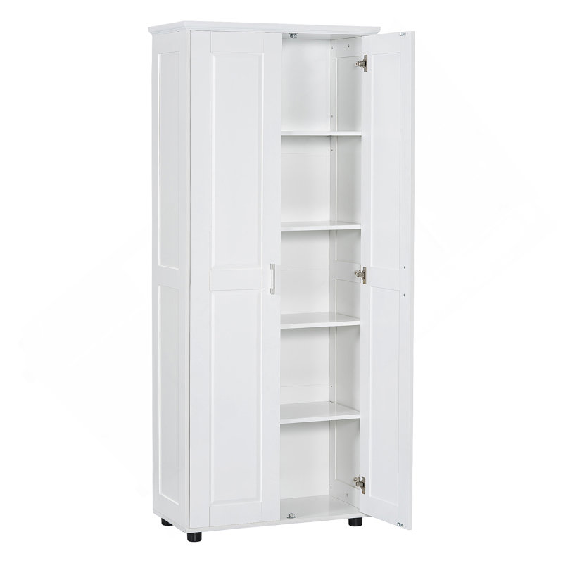 Armoire de rangement avec deux portes pour salle de bain, bureau, tablette réglable, panneau de fibres à densité moyenne, blanc