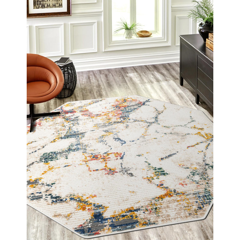 Tapis abstrait Caparro, Octogone 4 pi 1 po x 4 pi 1 po