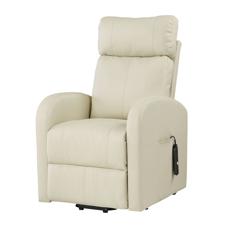 Minocqua Upholstered Home Theater Seat, Beige Faux Leather