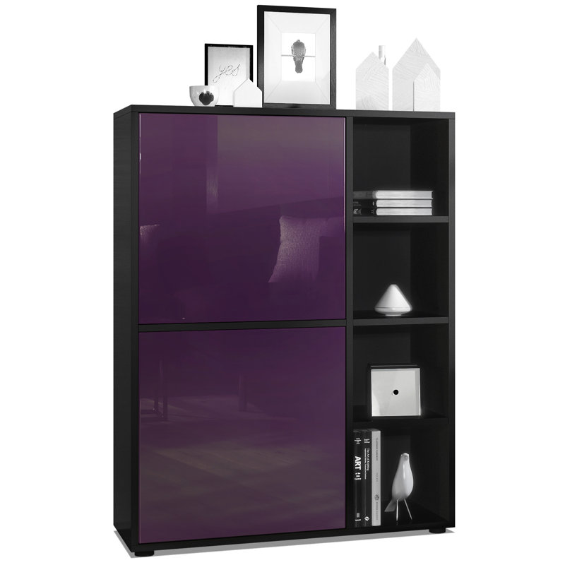 Mccafferty 79cm Sideboard, Black Matt/Blackberry High Gloss