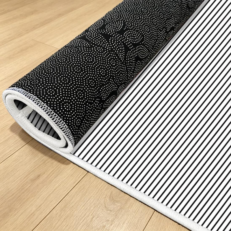White Black Stripes Striped Monochrome Abstract Straight Lines Machine Washable Indoor Area Rug, Rectangle 79" x 118"