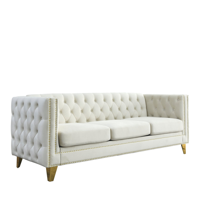 Canapé 3 places + 2 places. Velours, Beige